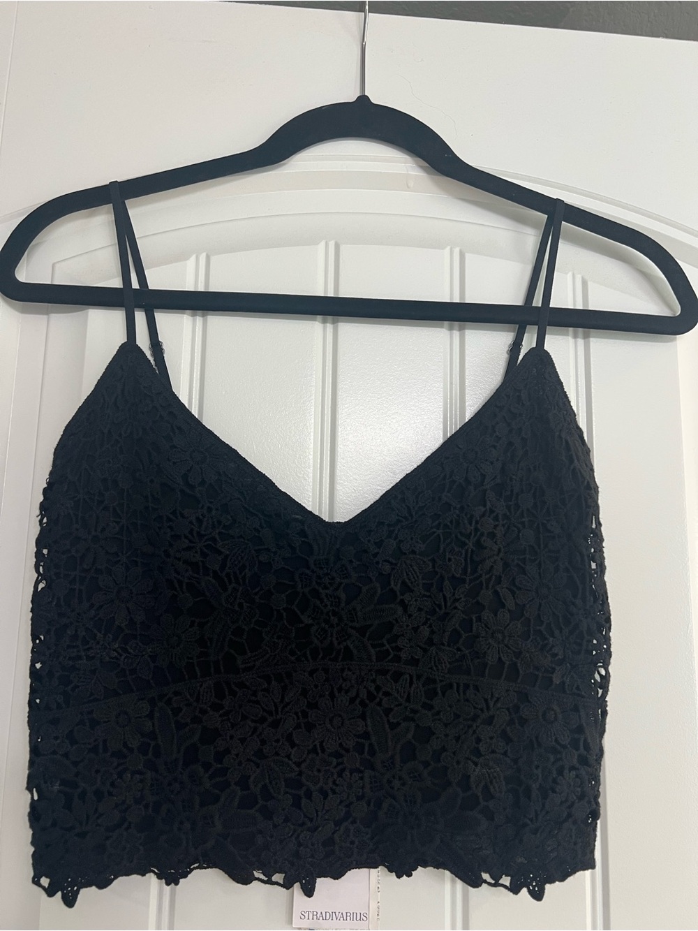Stradivarius Black Floral Lace Bralette